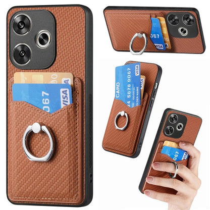 For Xiaomi Poco F6 5G / Redmi Turbo 3 5G Case Card Slots Ring Holder Kickstand Phone Cover