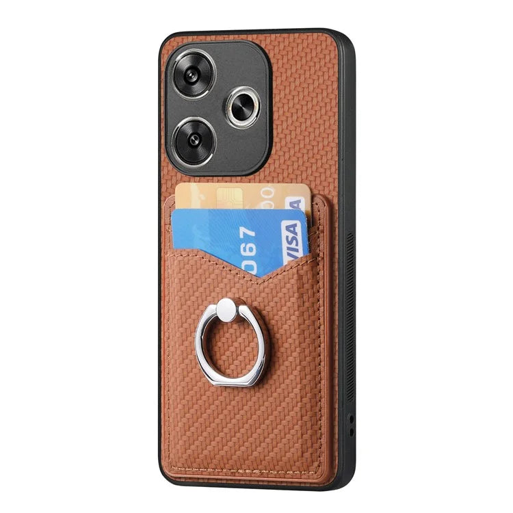 For Xiaomi Poco F6 5G / Redmi Turbo 3 5G Case Card Slots Ring Holder Kickstand Phone Cover