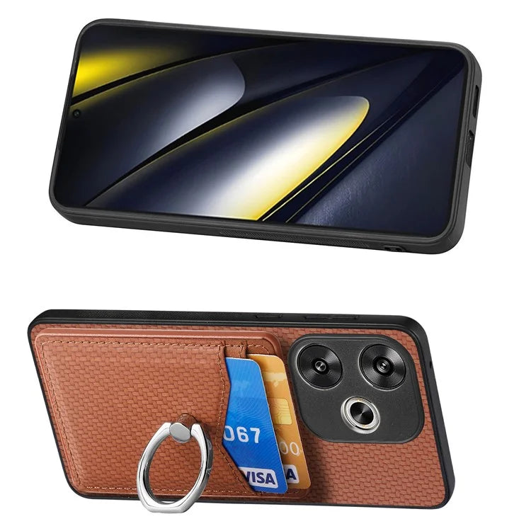 For Xiaomi Poco F6 5G / Redmi Turbo 3 5G Case Card Slots Ring Holder Kickstand Phone Cover