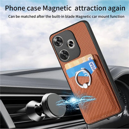 For Xiaomi Poco F6 5G / Redmi Turbo 3 5G Case Card Slots Ring Holder Kickstand Phone Cover