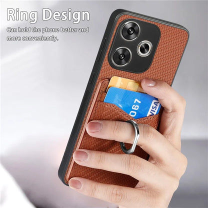 For Xiaomi Poco F6 5G / Redmi Turbo 3 5G Case Card Slots Ring Holder Kickstand Phone Cover
