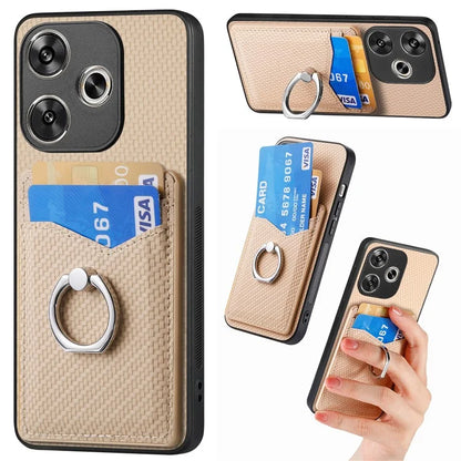 For Xiaomi Poco F6 5G / Redmi Turbo 3 5G Case Card Slots Ring Holder Kickstand Phone Cover
