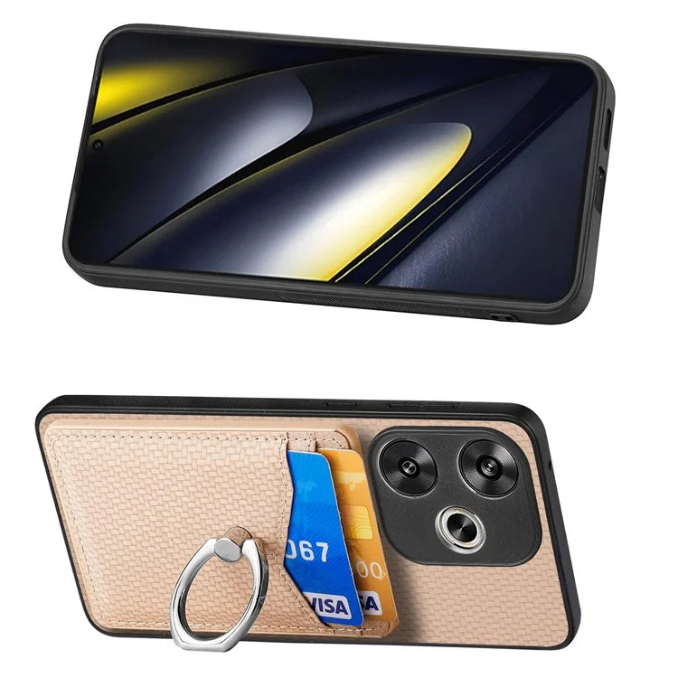 For Xiaomi Poco F6 5G / Redmi Turbo 3 5G Case Card Slots Ring Holder Kickstand Phone Cover