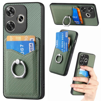 For Xiaomi Poco F6 5G / Redmi Turbo 3 5G Case Card Slots Ring Holder Kickstand Phone Cover