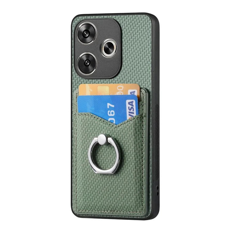 For Xiaomi Poco F6 5G / Redmi Turbo 3 5G Case Card Slots Ring Holder Kickstand Phone Cover