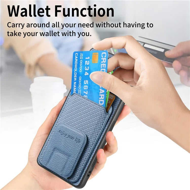 C1-11 for Huawei Pura 70 Case Kickstand Carbon Fiber Texture Leather+TPU Card Slot Phone Cover