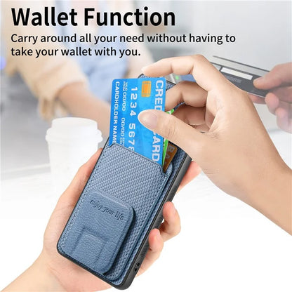 C1-11 for Huawei Pura 70 Case Kickstand Carbon Fiber Texture Leather+TPU Card Slot Phone Cover