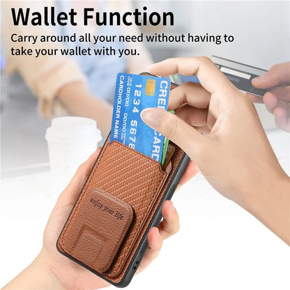 C1-11 for Huawei Pura 70 Case Kickstand Carbon Fiber Texture Leather+TPU Card Slot Phone Cover