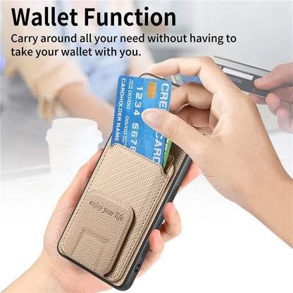 C1-11 for Huawei Pura 70 Case Kickstand Carbon Fiber Texture Leather+TPU Card Slot Phone Cover