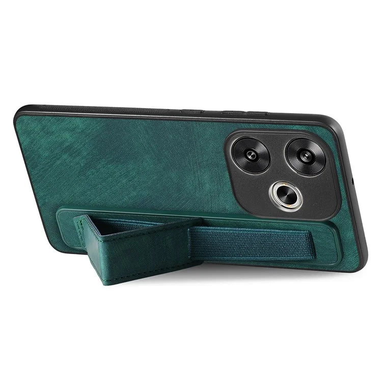 D11 For Xiaomi Poco F6 5G / Redmi Turbo 3 5G Case Wristband Leather + TPU Phone Cover