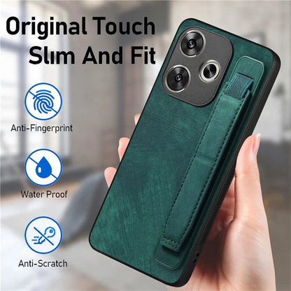 D11 For Xiaomi Poco F6 5G / Redmi Turbo 3 5G Case Wristband Leather + TPU Phone Cover