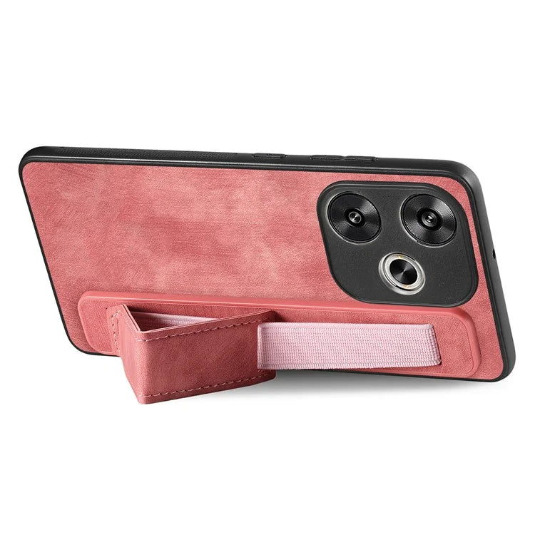 D11 For Xiaomi Poco F6 5G / Redmi Turbo 3 5G Case Wristband Leather + TPU Phone Cover