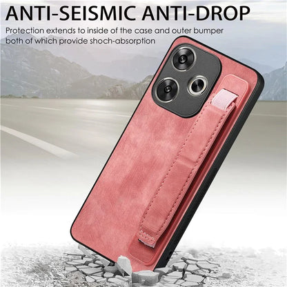 D11 For Xiaomi Poco F6 5G / Redmi Turbo 3 5G Case Wristband Leather + TPU Phone Cover