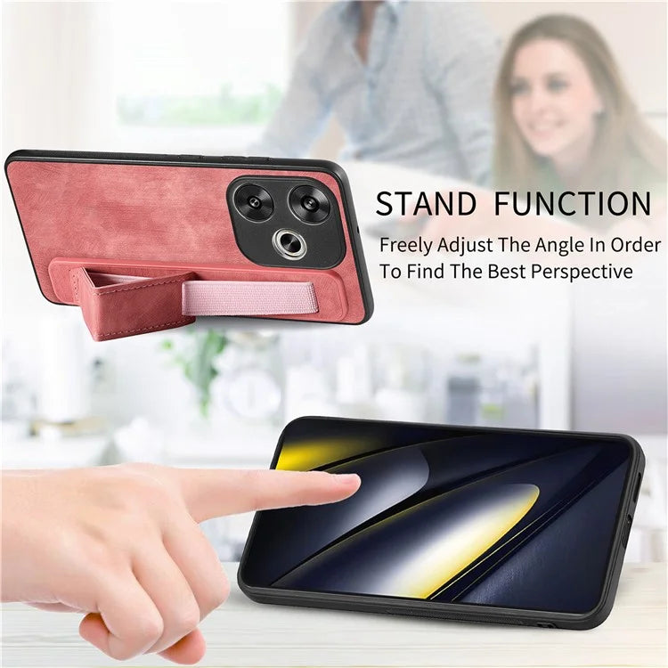 D11 For Xiaomi Poco F6 5G / Redmi Turbo 3 5G Case Wristband Leather + TPU Phone Cover