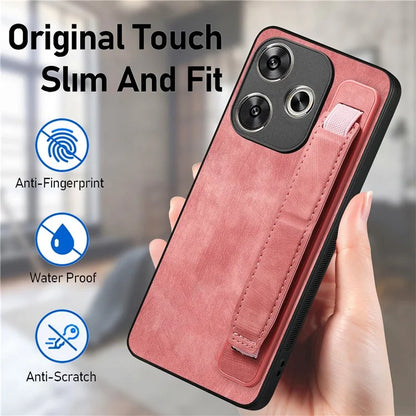 D11 For Xiaomi Poco F6 5G / Redmi Turbo 3 5G Case Wristband Leather + TPU Phone Cover