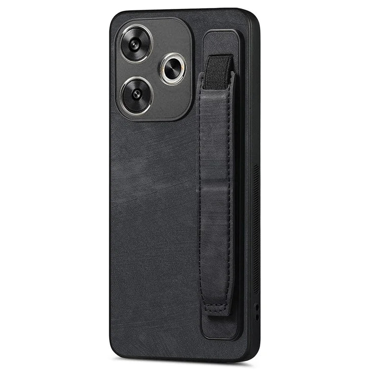 D11 For Xiaomi Poco F6 5G / Redmi Turbo 3 5G Case Wristband Leather + TPU Phone Cover