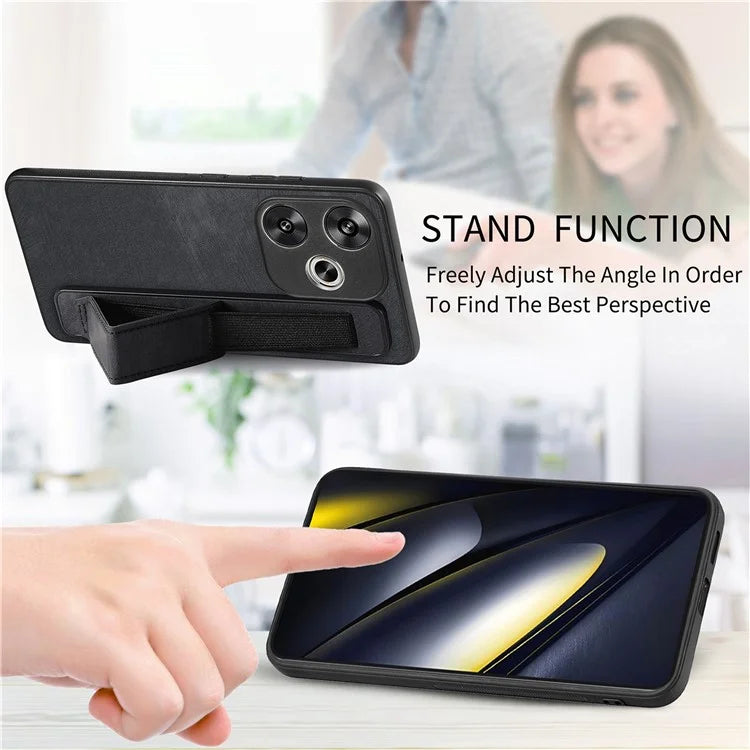 D11 For Xiaomi Poco F6 5G / Redmi Turbo 3 5G Case Wristband Leather + TPU Phone Cover