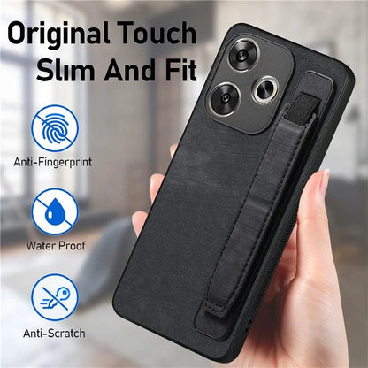 D11 For Xiaomi Poco F6 5G / Redmi Turbo 3 5G Case Wristband Leather + TPU Phone Cover