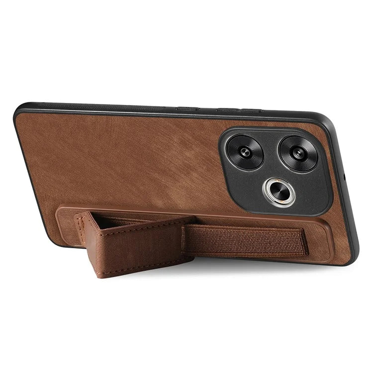 D11 For Xiaomi Poco F6 5G / Redmi Turbo 3 5G Case Wristband Leather + TPU Phone Cover
