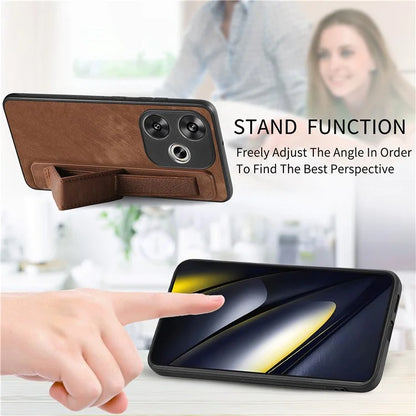 D11 For Xiaomi Poco F6 5G / Redmi Turbo 3 5G Case Wristband Leather + TPU Phone Cover
