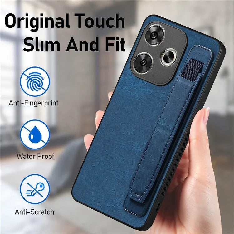 D11 For Xiaomi Poco F6 5G / Redmi Turbo 3 5G Case Wristband Leather + TPU Phone Cover