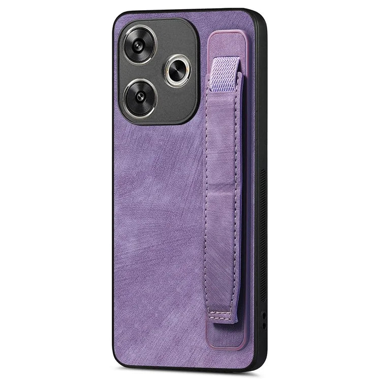 D11 For Xiaomi Poco F6 5G / Redmi Turbo 3 5G Case Wristband Leather + TPU Phone Cover