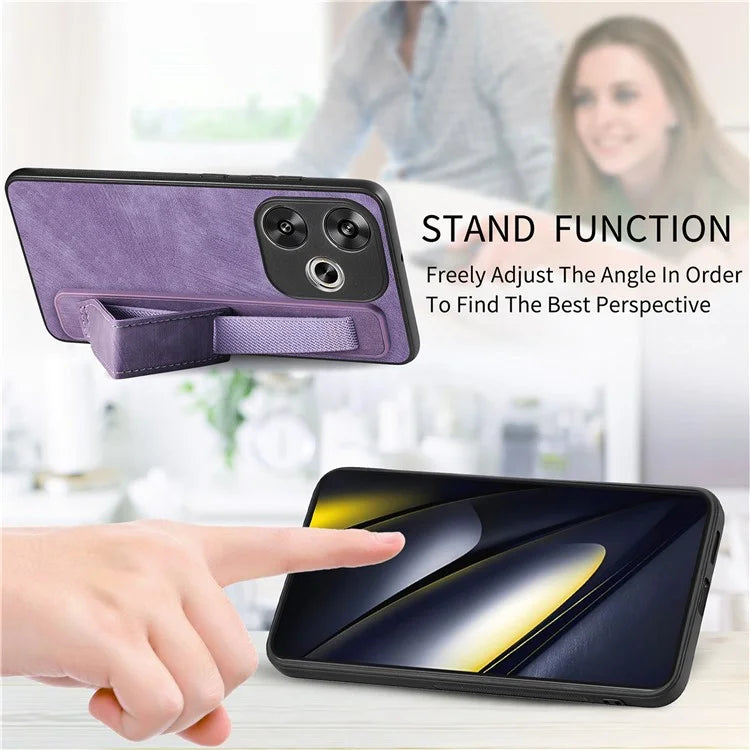 D11 For Xiaomi Poco F6 5G / Redmi Turbo 3 5G Case Wristband Leather + TPU Phone Cover
