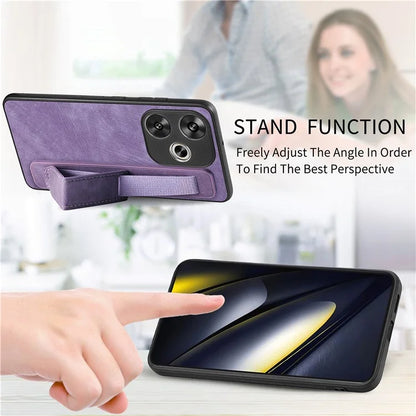 D11 For Xiaomi Poco F6 5G / Redmi Turbo 3 5G Case Wristband Leather + TPU Phone Cover