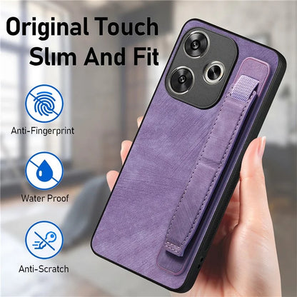 D11 For Xiaomi Poco F6 5G / Redmi Turbo 3 5G Case Wristband Leather + TPU Phone Cover
