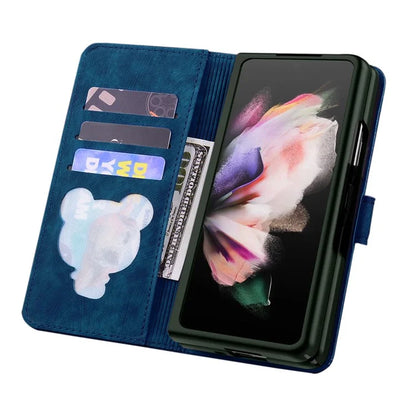 For Samsung Galaxy Z Fold6 5G Case Leather + PC Phone Cover Cherry Blossom Cat Pattern