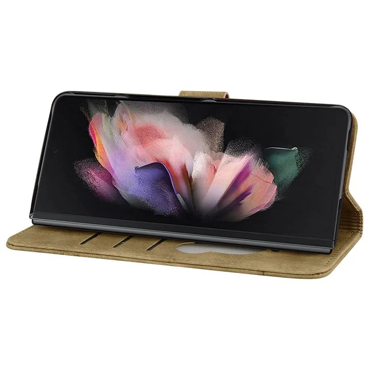 For Samsung Galaxy Z Fold6 5G Case Leather + PC Phone Cover Cherry Blossom Cat Pattern