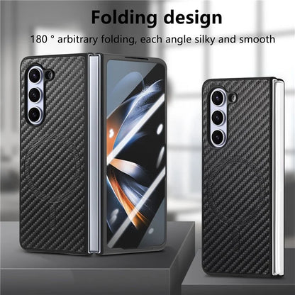 For Samsung Galaxy Z Fold5 5G Magnetic Case Leather+PC Phone Cover with Tempered Glass Film