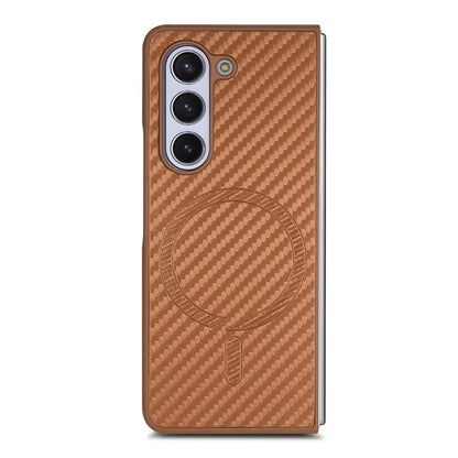 For Samsung Galaxy Z Fold5 5G Magnetic Case Leather+PC Phone Cover with Tempered Glass Film