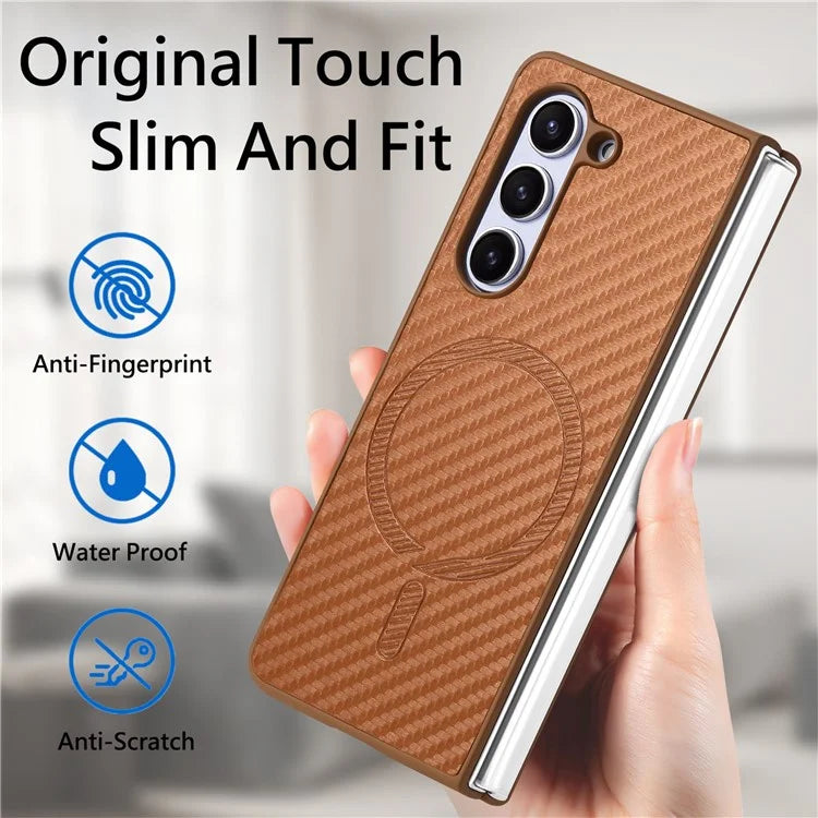 For Samsung Galaxy Z Fold5 5G Magnetic Case Leather+PC Phone Cover with Tempered Glass Film