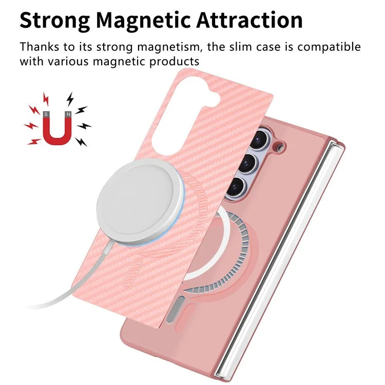 For Samsung Galaxy Z Fold5 5G Magnetic Case Leather+PC Phone Cover with Tempered Glass Film