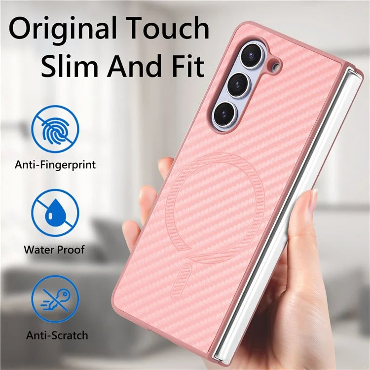 For Samsung Galaxy Z Fold5 5G Magnetic Case Leather+PC Phone Cover with Tempered Glass Film
