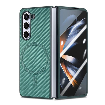 For Samsung Galaxy Z Fold5 5G Magnetic Case Leather+PC Phone Cover with Tempered Glass Film