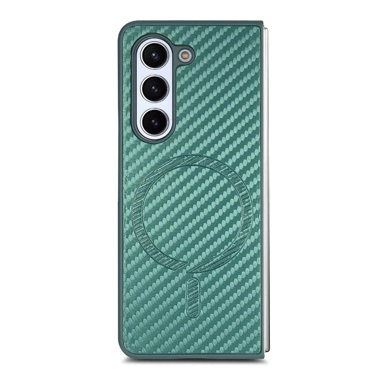For Samsung Galaxy Z Fold5 5G Magnetic Case Leather+PC Phone Cover with Tempered Glass Film