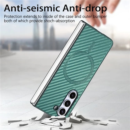 For Samsung Galaxy Z Fold5 5G Magnetic Case Leather+PC Phone Cover with Tempered Glass Film