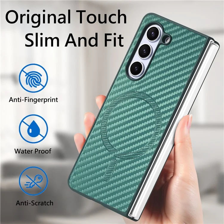 For Samsung Galaxy Z Fold5 5G Magnetic Case Leather+PC Phone Cover with Tempered Glass Film