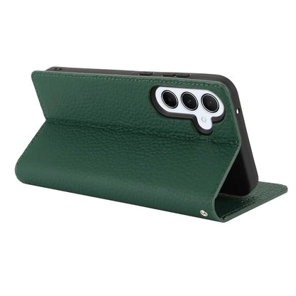 For Samsung Galaxy A55 5G Wallet Case Genuine Cow Leather Phone Cover Litchi Texture