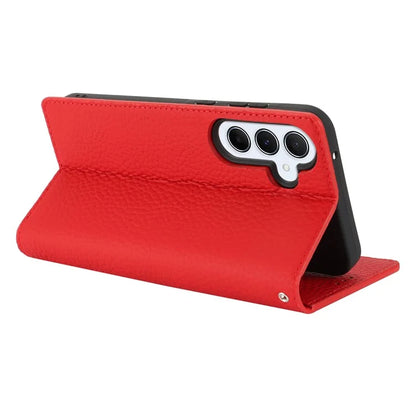 For Samsung Galaxy A55 5G Wallet Case Genuine Cow Leather Phone Cover Litchi Texture