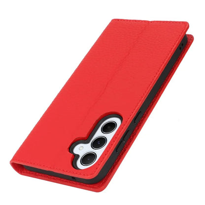 For Samsung Galaxy A55 5G Wallet Case Genuine Cow Leather Phone Cover Litchi Texture