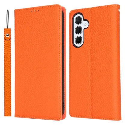 For Samsung Galaxy A55 5G Wallet Case Genuine Cow Leather Phone Cover Litchi Texture