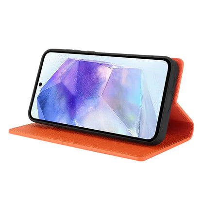 For Samsung Galaxy A55 5G Wallet Case Genuine Cow Leather Phone Cover Litchi Texture