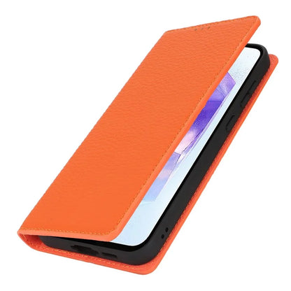 For Samsung Galaxy A55 5G Wallet Case Genuine Cow Leather Phone Cover Litchi Texture