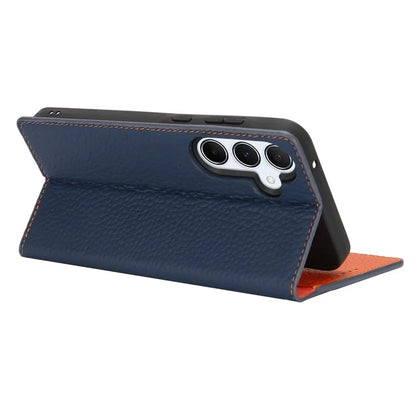 For Samsung Galaxy A55 5G Wallet Case Genuine Cow Leather Phone Cover Litchi Texture
