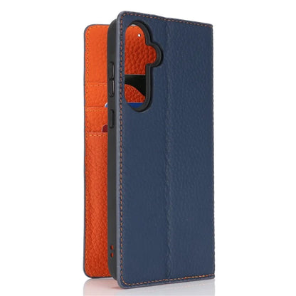 For Samsung Galaxy A55 5G Wallet Case Genuine Cow Leather Phone Cover Litchi Texture