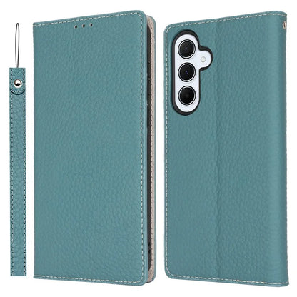 For Samsung Galaxy A55 5G Wallet Case Genuine Cow Leather Phone Cover Litchi Texture