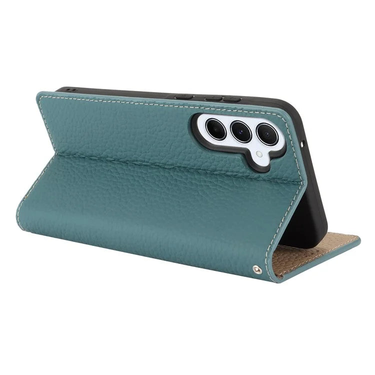 For Samsung Galaxy A55 5G Wallet Case Genuine Cow Leather Phone Cover Litchi Texture